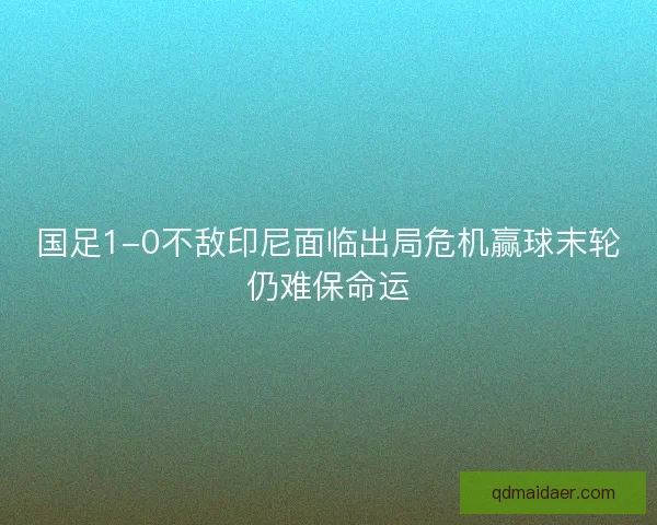 国足1-0不敌印尼面临出局危机赢球末轮仍难保命运