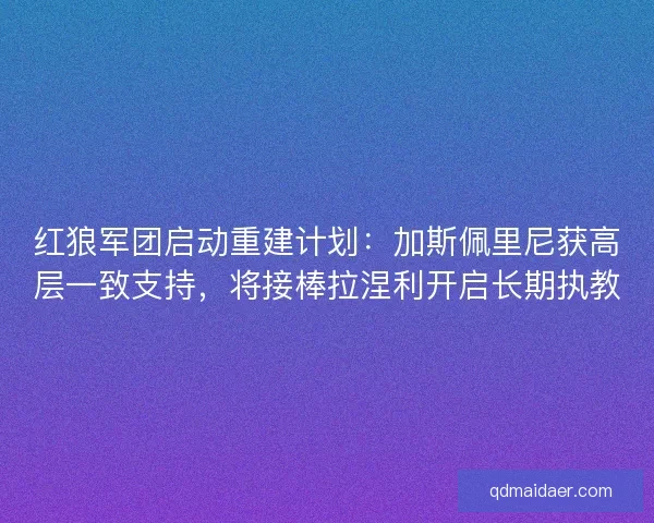 红狼军团启动重建计划：加斯佩里尼获高层一致支持，将接棒拉涅利开启长期执教